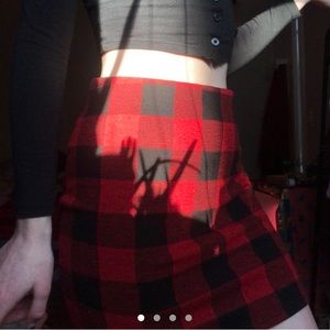 Red and black plaid skirt